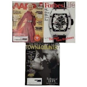 Lot of 3 Fashion Magazines 2008-2022-2023 Forbes Life AARP Town & Country Celeb